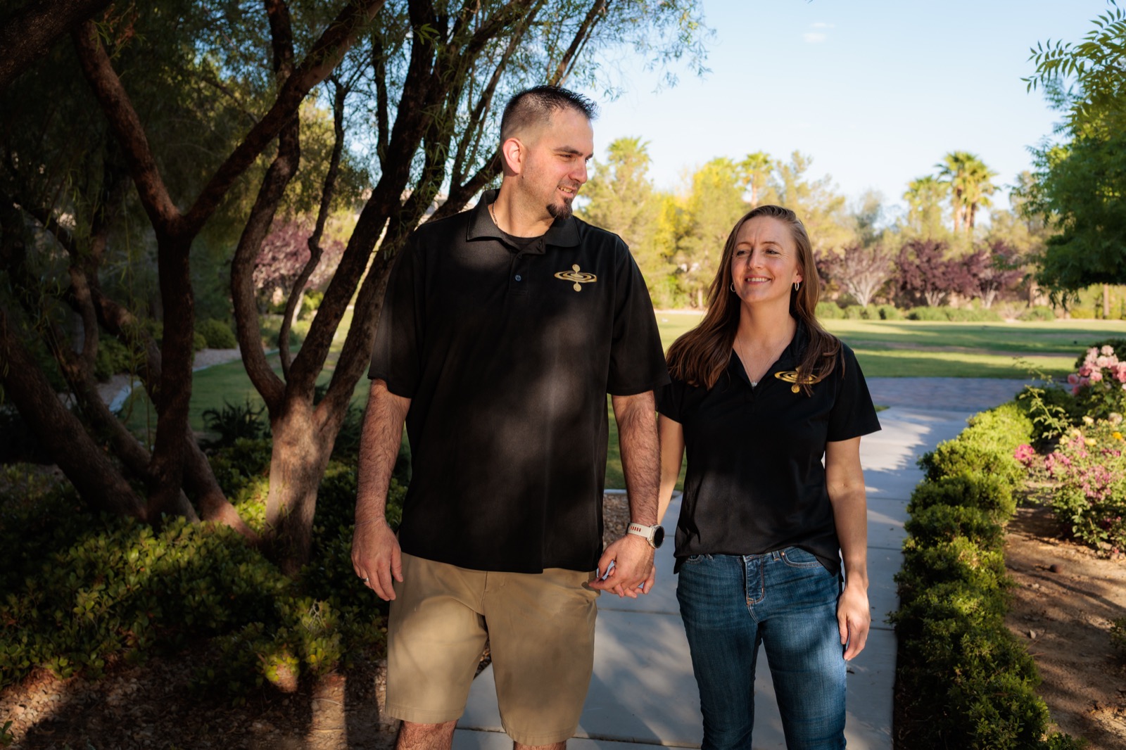 Pete and Jordan Foldes walking